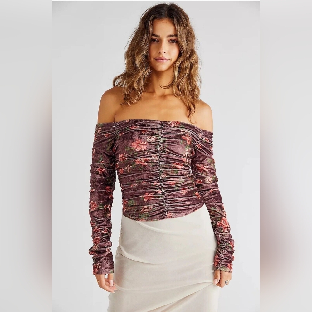 NWT Free People Reina Top in Merlot Wine Combo